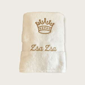Embroidered towel with crown