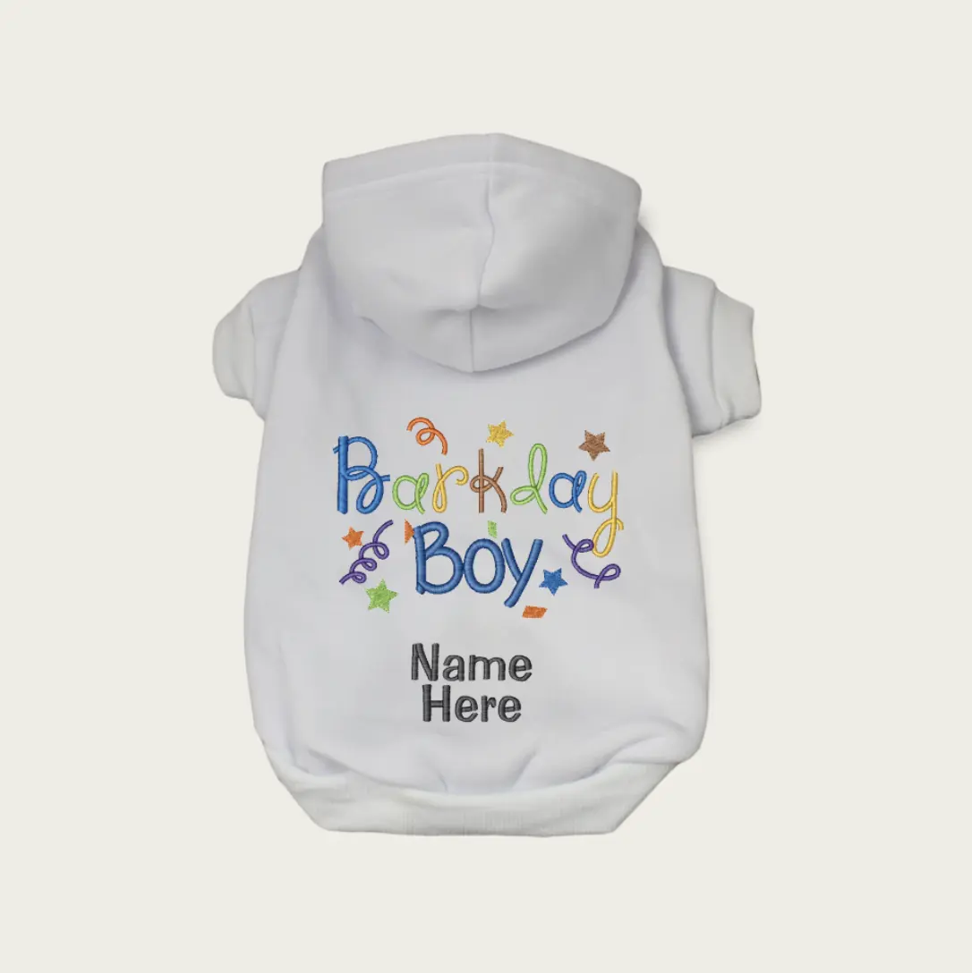 Embroidered Barkday boy Hoodie