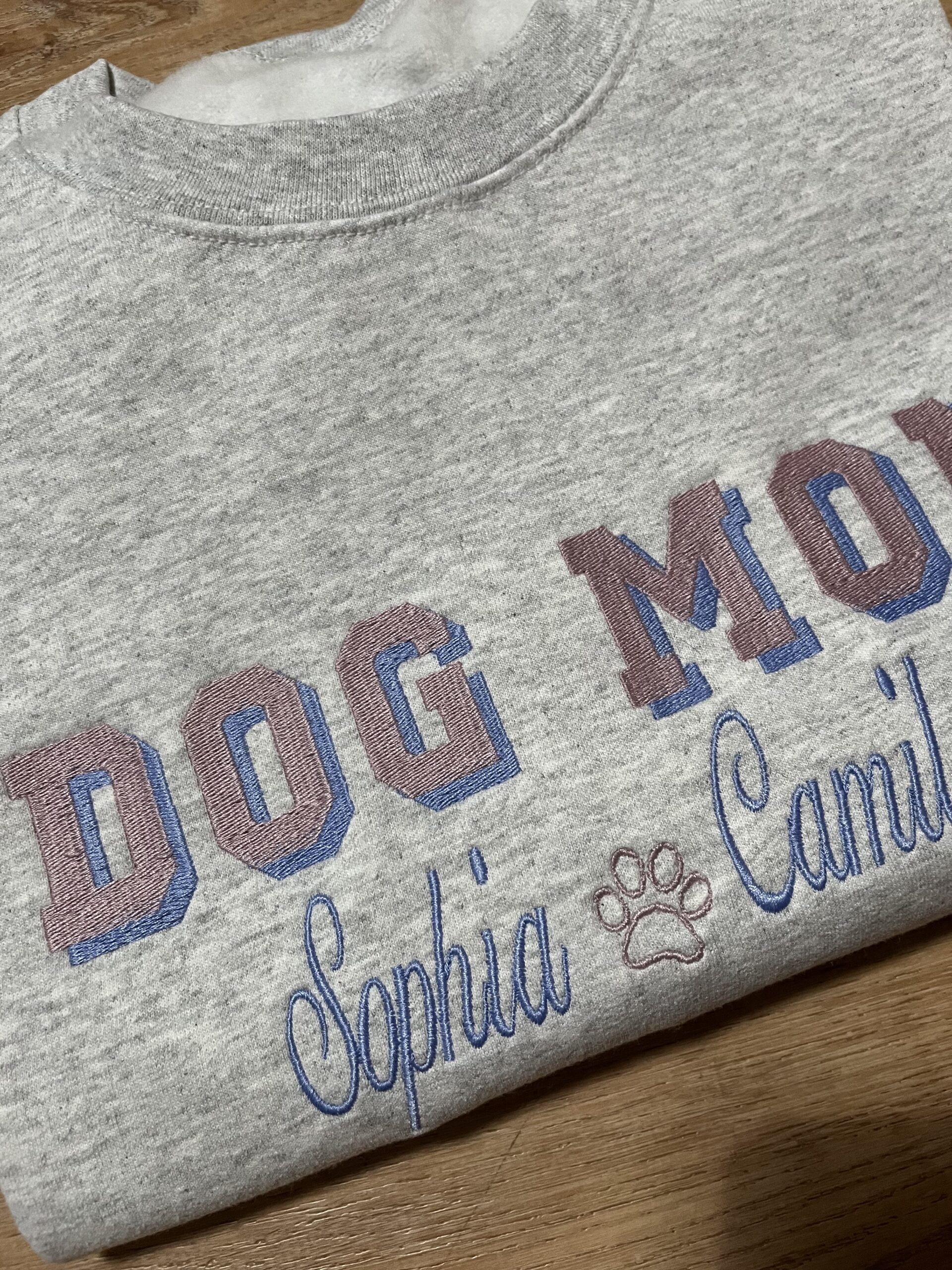 Embroidered Varsity Dog Mom Sweatshirt - Image 2