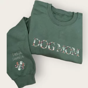 Embroidered Dog Mom Floral Sweatshirt