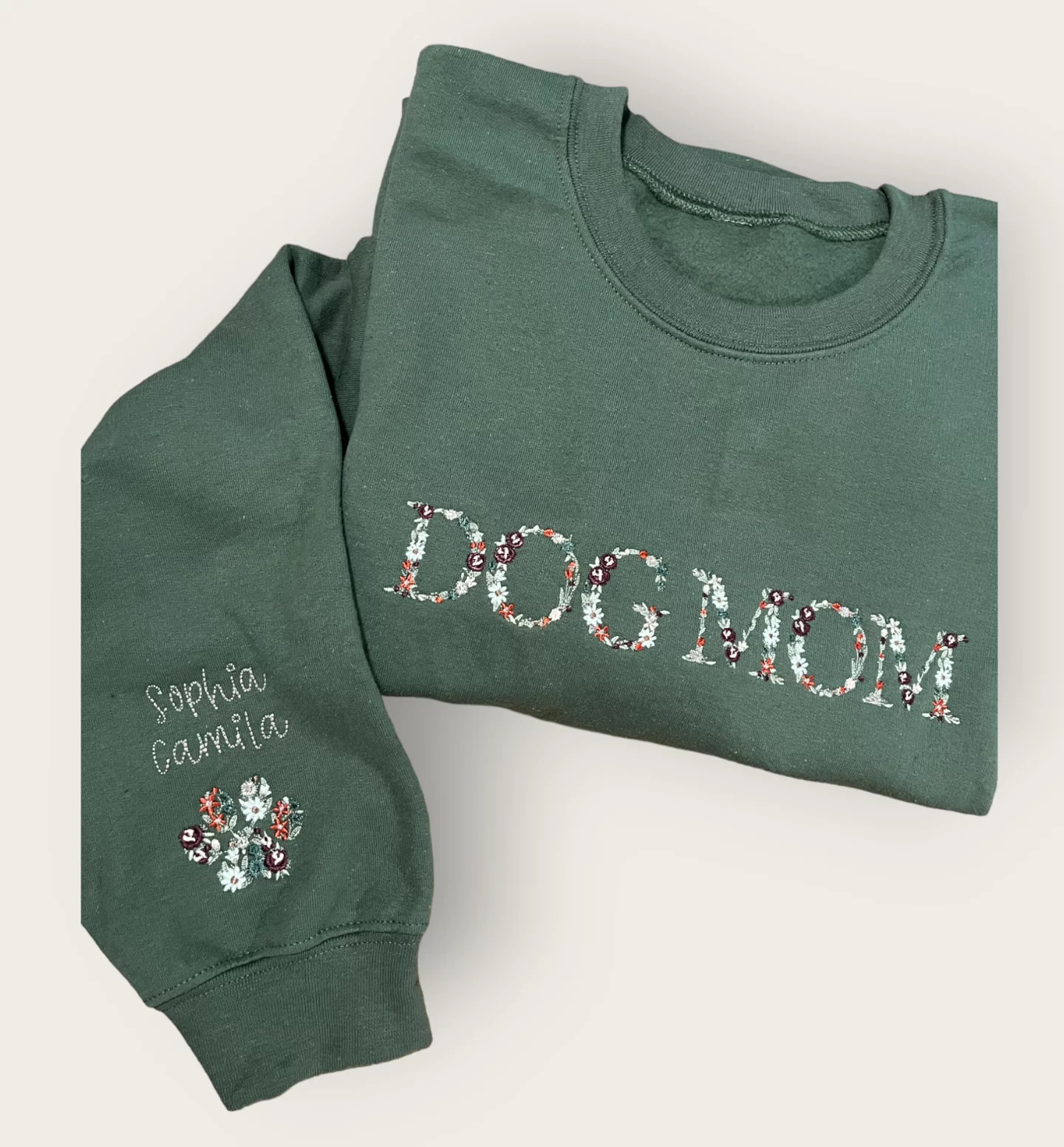 Embroidered Dog Mom Floral Sweatshirt