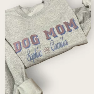 Embroidered Varsity Dog Mom Sweatshirt