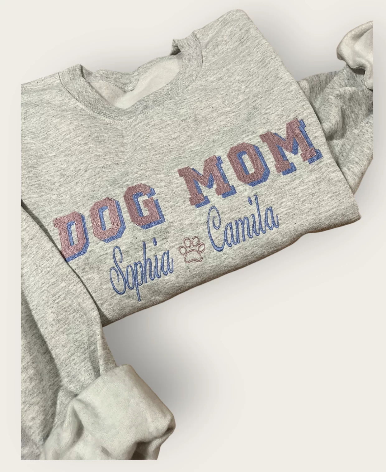 Embroidered Varsity Dog Mom Sweatshirt